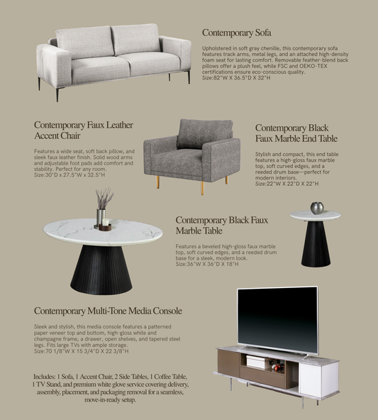 Modern Living Room Furniture Package – Stylish Comfort & Design