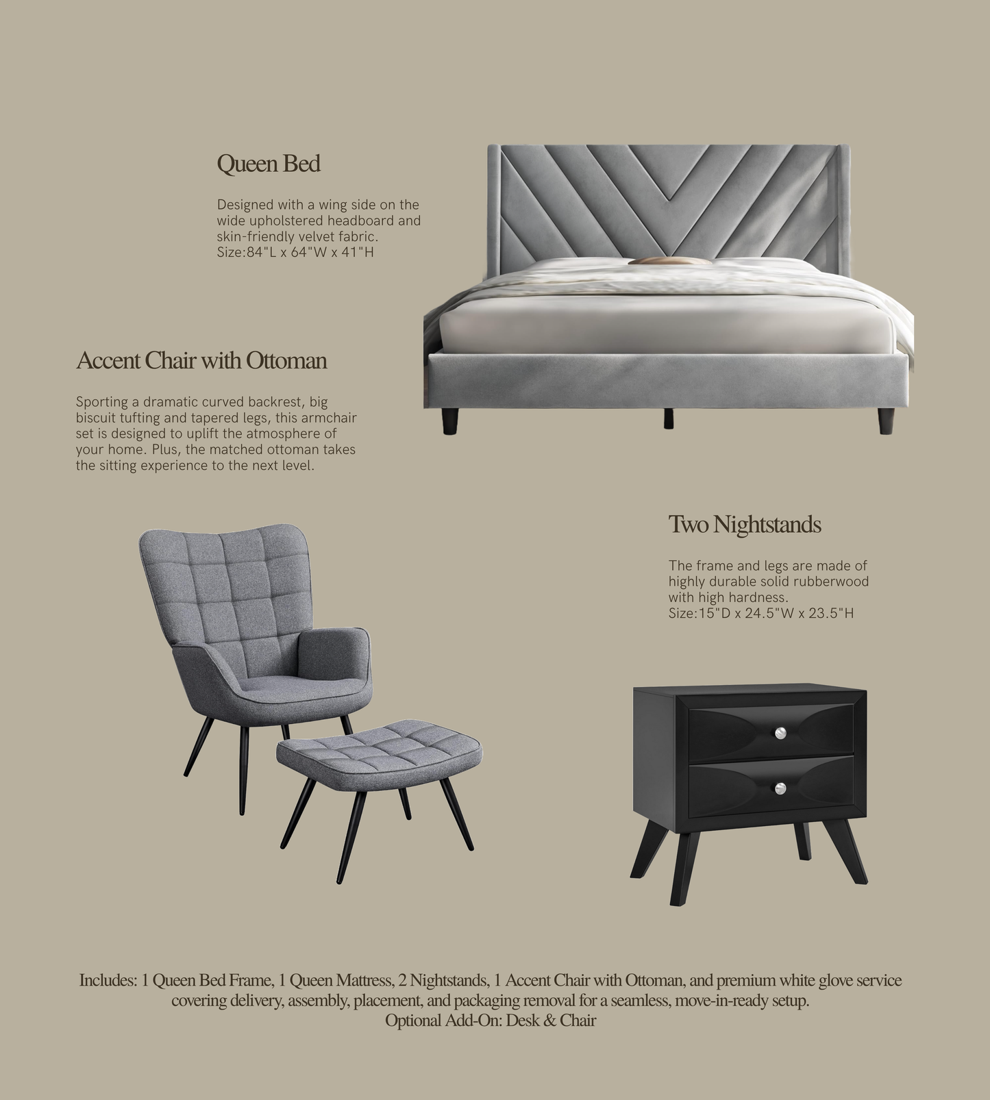 Complete Queen Bedroom Set – Stylish & Rental-Ready